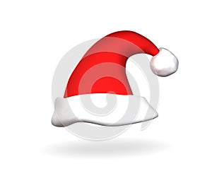 Christmas Santa Claus hat isolated vector illustration. New Year red hat 3d icon