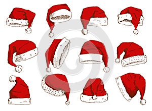Christmas Santa Claus hat vector noel isolated illustration New Year Christians Xmas party design decoration hat element