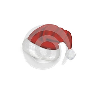 Christmas Santa Claus Hats With Shadow Set. New Year Red Hat Isolated on White Background. Vector illustration.