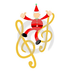 christmas santa claus merry and music melody clef music note cartoon doodle flat design vector illustration