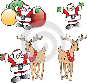 Christmas Santa Claus with ornaments and reindeer