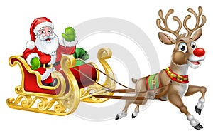 Christmas Santa Claus Sleigh Sled Reindeer