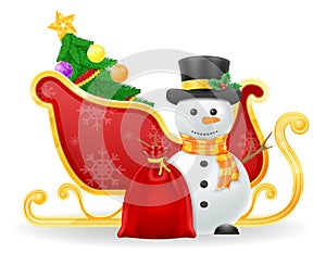 Christmas santa claus sleigh stock vector illustration