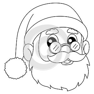 Christmas Santa Head Isolated Coloring Page