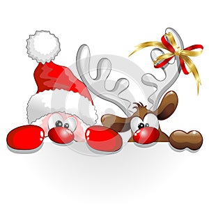 Christmas Santa and Reindeer Fun Cartoon