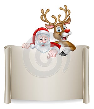 Christmas Santa Reindeer Scroll Background photo