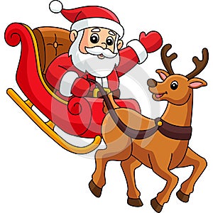 Christmas Santa Sleigh a Reindeer Cartoon Clipart