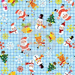 Christmas Santa snowflakes winter seamless pattern