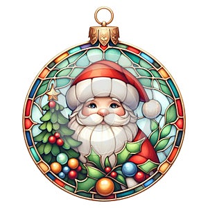 Christmas Santa Stained Glass Ornament