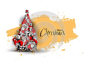 Christmas santa tree background Cartoon Style