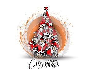 Christmas santa tree background Cartoon Style