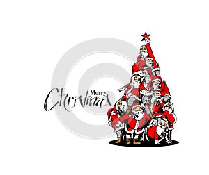 Christmas santa tree background Cartoon Style