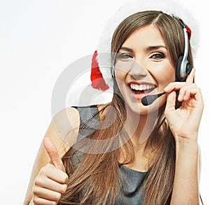 Christmas Santa woman call center operator.Thumb.