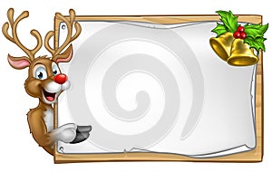 Christmas Santas Reindeer Cartoon Sign