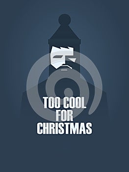 Christmas satirical poster with cool hipster face and message.