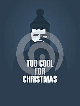 Christmas satirical poster with cool hipster face and message. photo