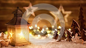 Christmas scene in warm lantern light photo