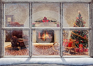 Christmas scene through window