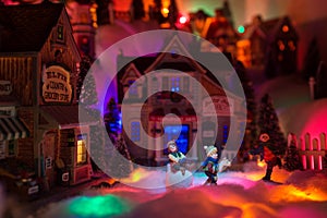 Christmas scenery concept with kids happy playing in snow in the