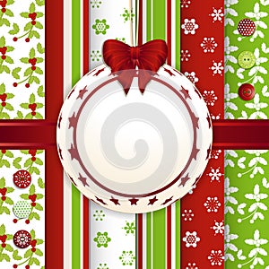Christmas scrap book bauble background