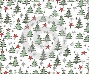 Christmas seamless background. Hand drawn pattern.