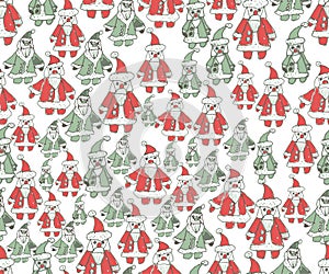 Christmas seamless background. Hand drawn pattern.