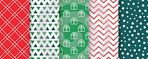Christmas seamless backgrounds. Xmas patterns. Vector illustration