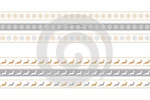 Christmas seamless border set with snowflake and deer pattern