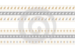 Christmas seamless border set with snowflake and deer pattern