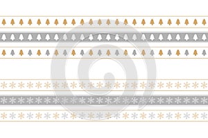 Christmas seamless border set with tree and snowflake pattern