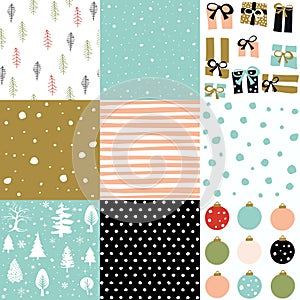 Christmas seamless patten set