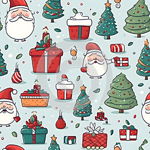 Christmas seamless pattern background, Cute hand drawn for wrapping paper, Holy Christmas festive symbol invitation greeting card