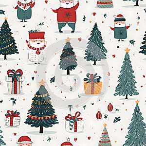 Christmas seamless pattern background, Cute hand drawn for wrapping paper, Holy Christmas festive symbol invitation greeting card
