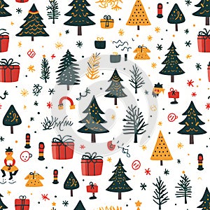 Christmas seamless pattern background, Cute hand drawn for wrapping paper, Holy Christmas festive symbol invitation greeting card