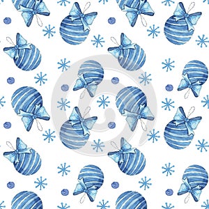 Christmas seamless pattern. Blue winter christmas elements. Wrapping paper. Textil. Seamless blue pattern.
