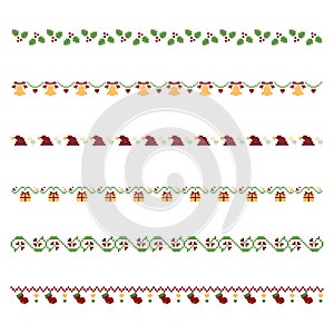 Christmas seamless pattern border pixel art