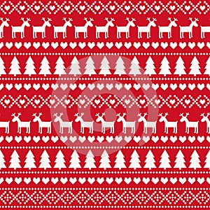 Christmas seamless pattern, card - Scandinavian sweater style.