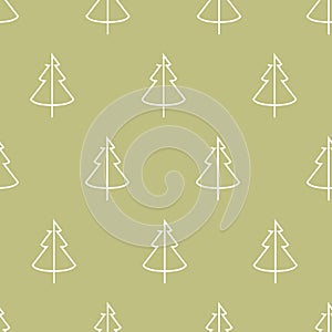 Christmas seamless pattern with christmas tree, vector background. Design template for wallpaper, fabric, wrapping