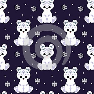 Christmas seamless pattern with cute  polar bear