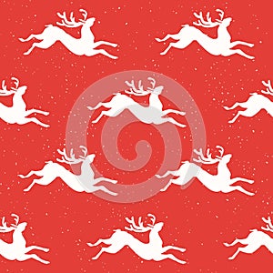 Christmas seamless pattern, deer silhouettes