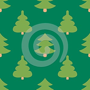 Christmas seamless pattern. Flat winter festive Christmas trees. Happy new year background.