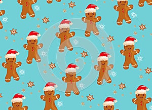 Christmas seamless pattern with gingerbread cookies