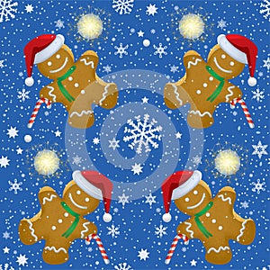 Christmas seamless pattern. Gingerbread man.