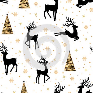 Christmas seamless pattern with reindeer background, Winter pattern with reindeer, wrapping paper, winter greetings, web page