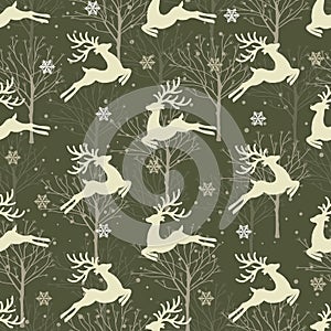 Christmas seamless pattern with reindeer background, Winter pattern with reindeer, wrapping paper, winter greetings, web page