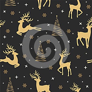 Christmas seamless pattern with reindeer background, Winter pattern with reindeer, wrapping paper, pattern fills, winter greetings