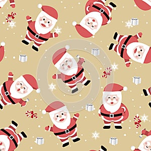 Christmas seamless pattern with santa background, Winter pattern with snowflakes, wrapping paper, winter greetings, web page
