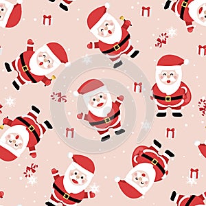 Christmas seamless pattern with santa background, Winter pattern with snowflakes, wrapping paper, winter greetings, web page