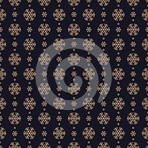 Christmas seamless pattern with snowflake gold style on black background