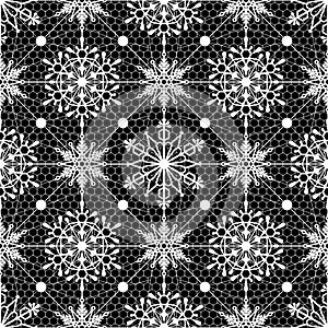 Christmas seamless pattern with snowflakes. snowflakes lace texture